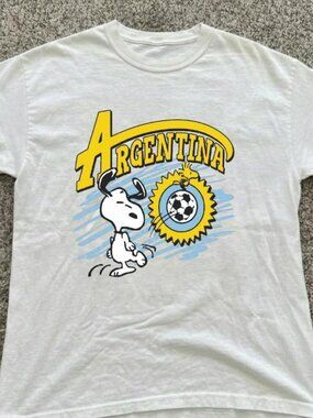 White peanuts Argentina worldcup soccer tee